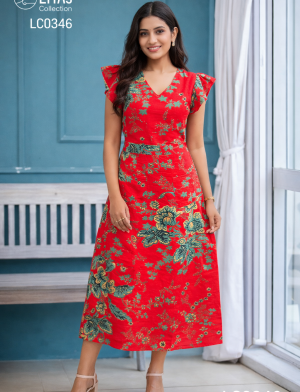 LINEN HIMSI DRESS RED