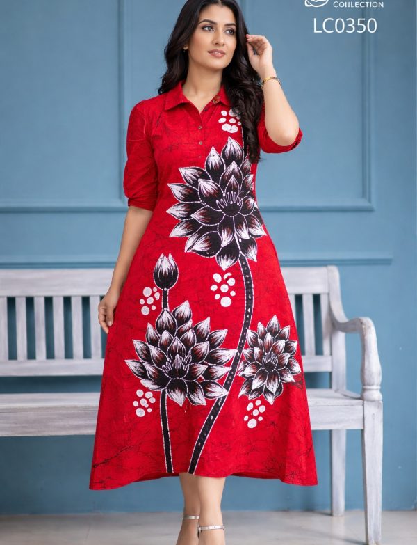 ERABADU FLORAL BATIK RED DRESS