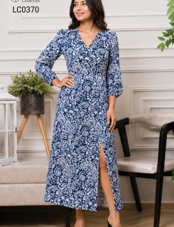 BLUERY SIDE OPEN DRESS