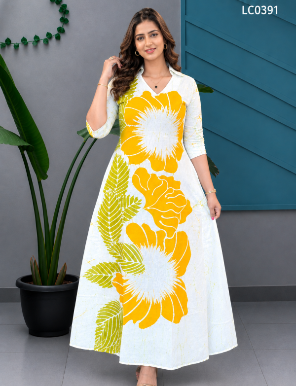 WHITE FLORA BATIK DRESS
